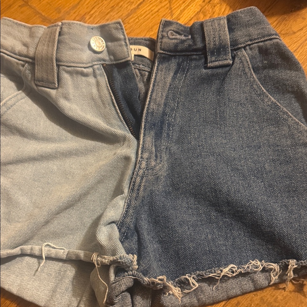 PacSun Light and Dark Blue Denim Shorts